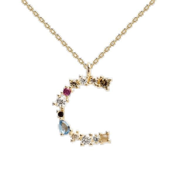 English Letter Necklace Female Colorful Crystals Gem S925 Pure - Image 8