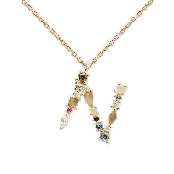 English Letter Necklace Female Colorful Crystals Gem S925 Pure - Image 4