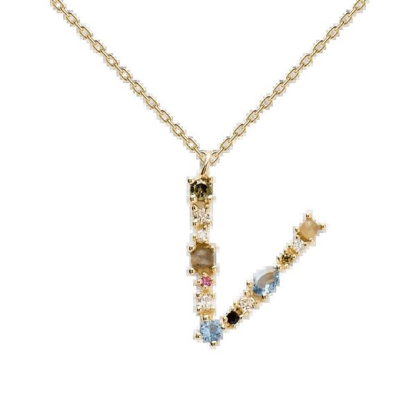 English Letter Necklace Female Colorful Crystals Gem S925 Pure - Image 6