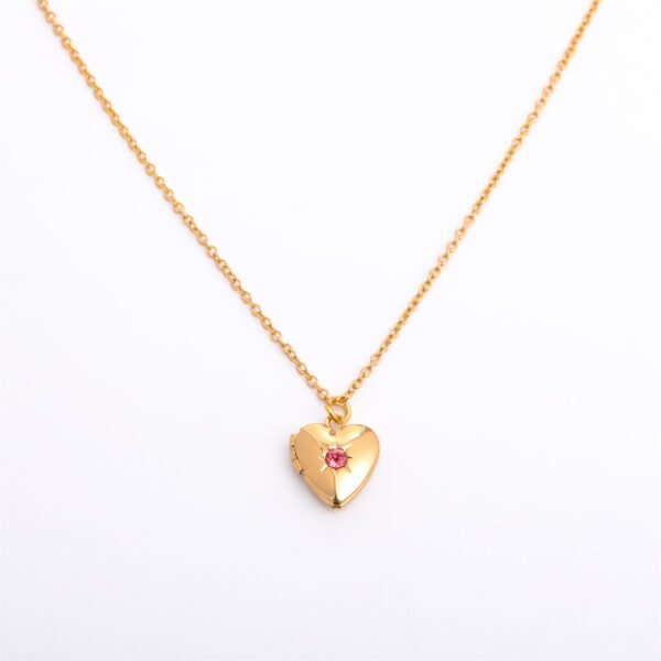 Fashion Love Heart Opening And Closing Album Titanium Steel Necklace - Image 5