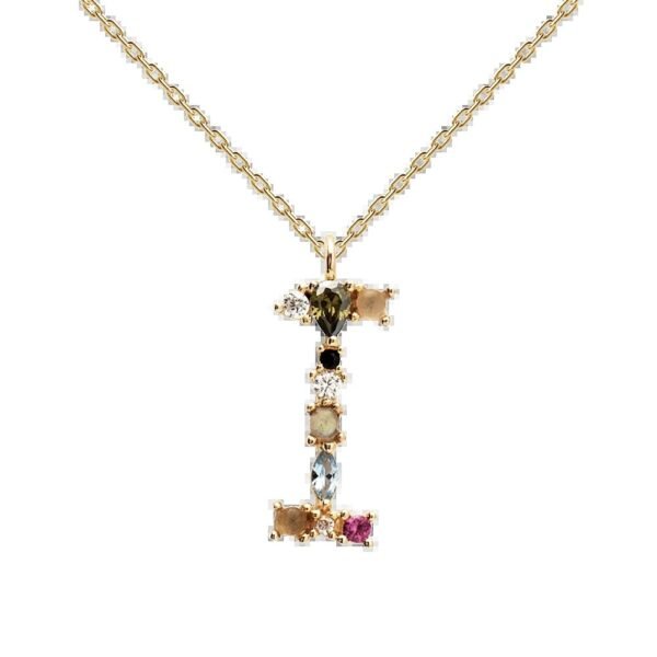 English Letter Necklace Female Colorful Crystals Gem S925 Pure - Image 3