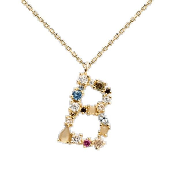 English Letter Necklace Female Colorful Crystals Gem S925 Pure - Image 9