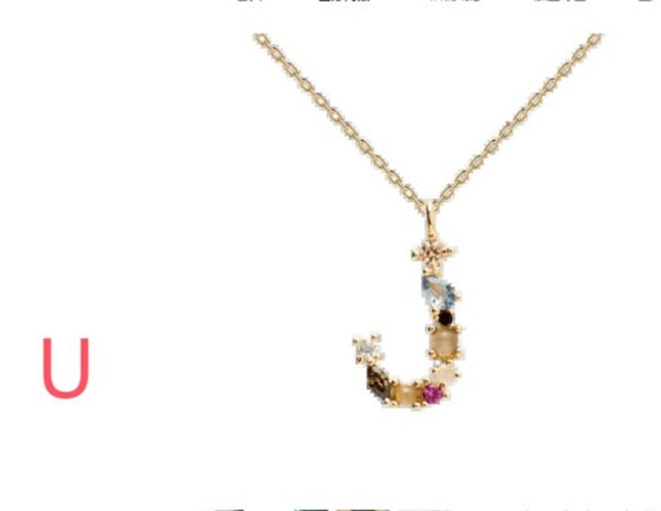 English Letter Necklace Female Colorful Crystals Gem S925 Pure - Image 5