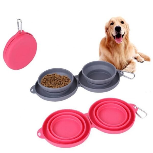 Rubber Foldable Double Bowl Pet Feeding Bowl Pets Supplies Dog Cat Bowls - Image 10