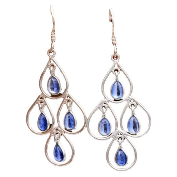 European And American Popular Creative Peacock Blue Moonstone Exaggerated Earrings - Image 2